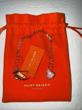 Kurt Geiger London Gold-Tone Heart Opal Halo  Necklace